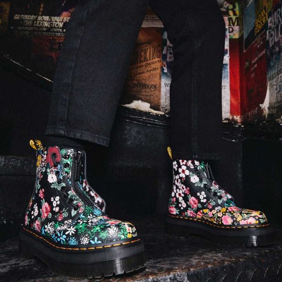 Dr. Martens | Sinclair Floral Mash Up Leather Platform Boots - Picture 2 of 16